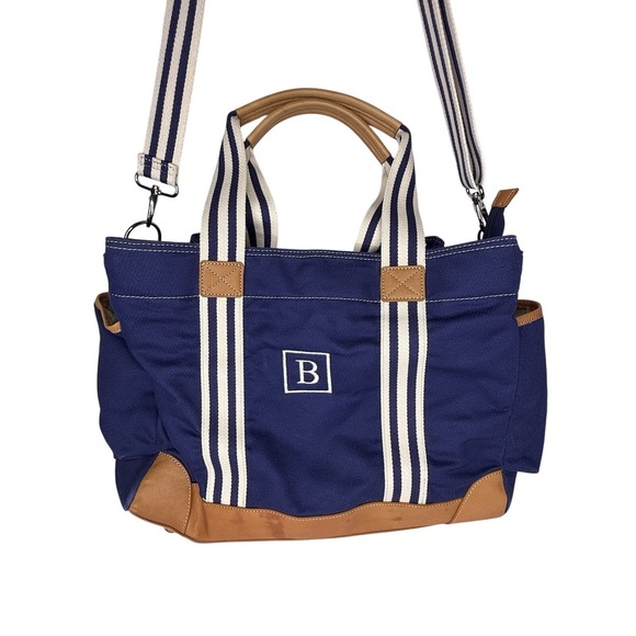Pottery Barn Kids Handbags - POTTERY BARN KIDS Navy Blue DIAPER BAG Canvas Baby Duffle Tote Leather Classic B